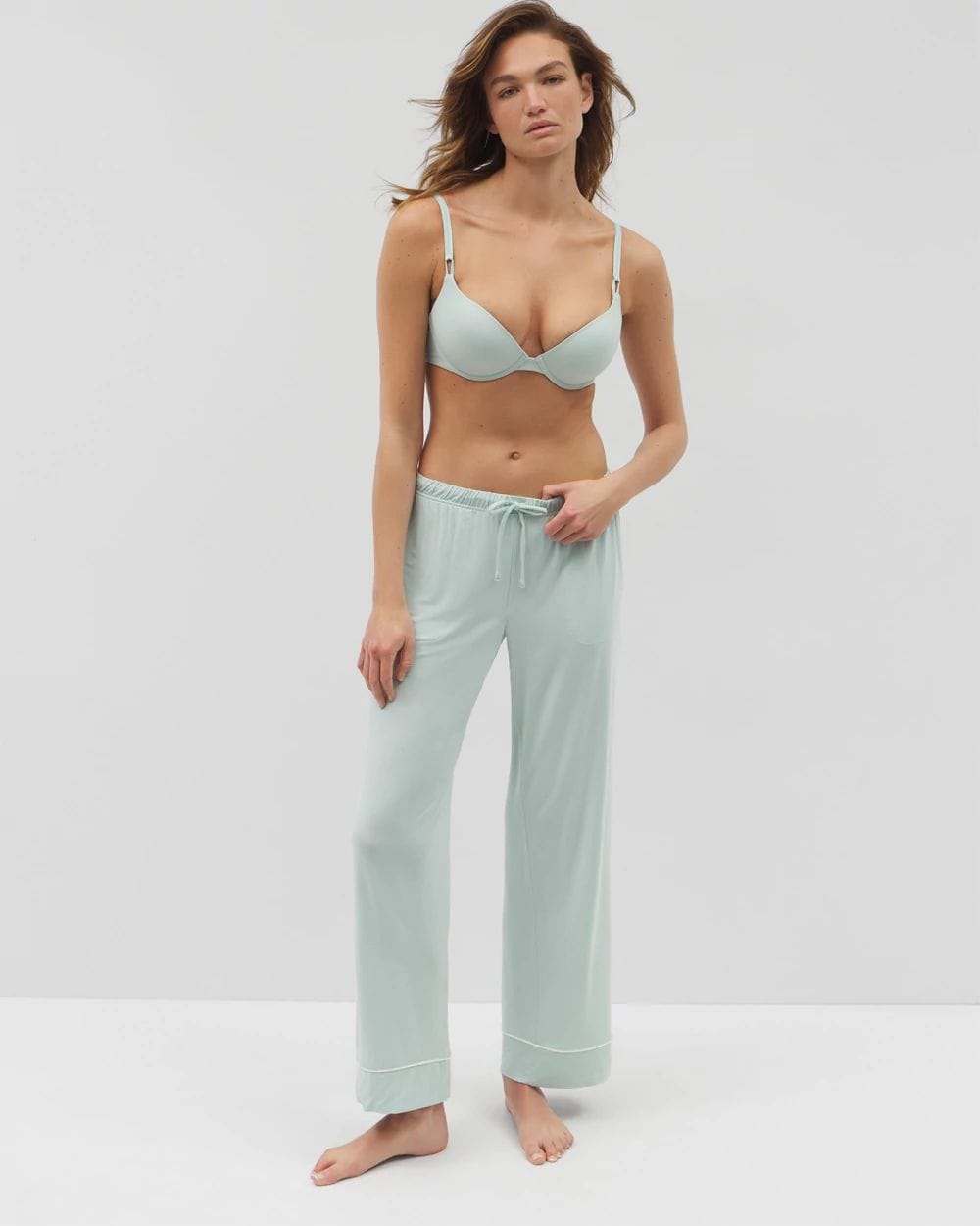 Cool Nights Solid Piped Pajama Pants