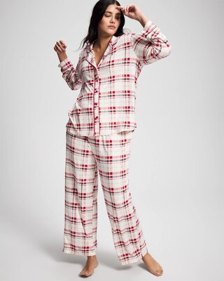 Cool Nights Long Sleeve Notch Collar with Piped Placket Pajama Top click to view larger image.