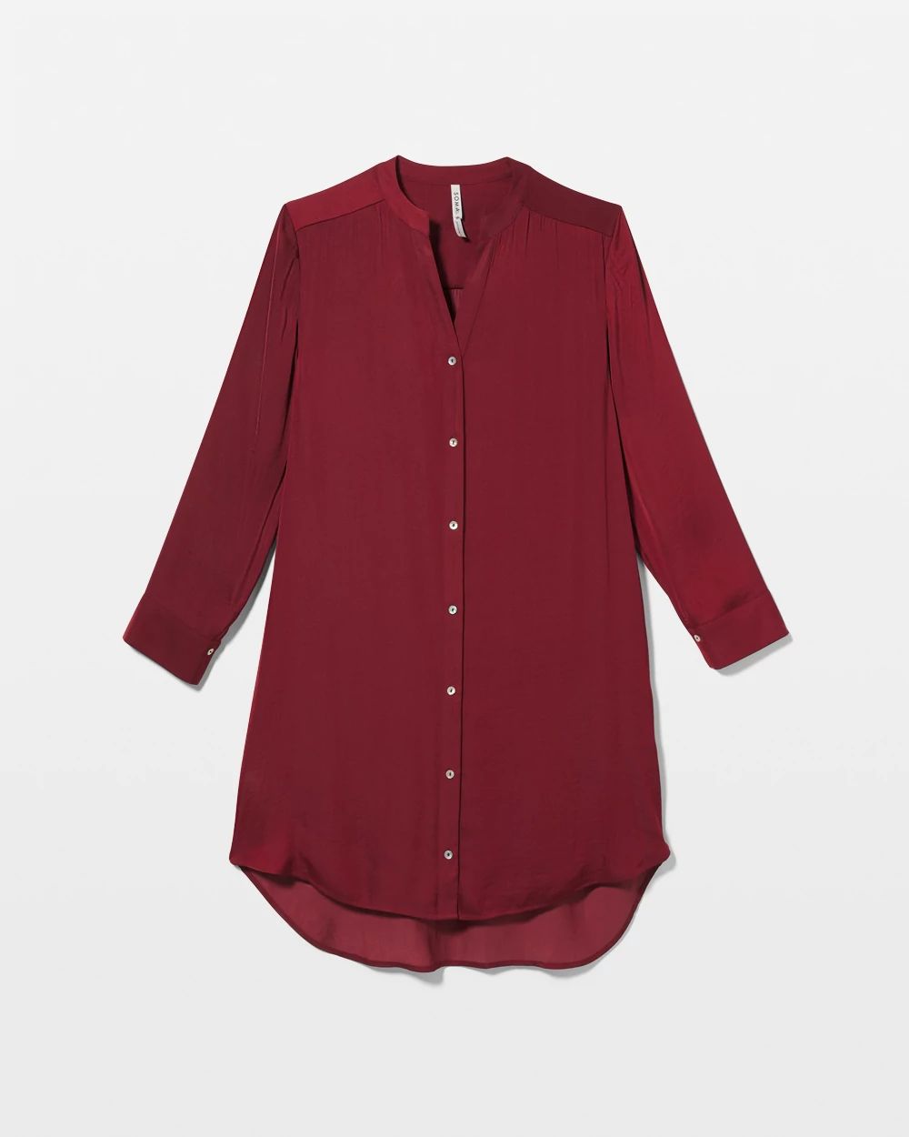 Crinkle Satin Long Sleeve Sleepshirt