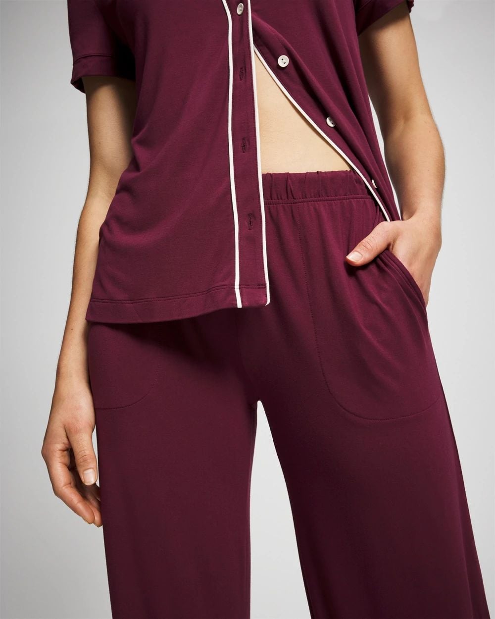 Cool Nights Solid Piped Pajama Pant