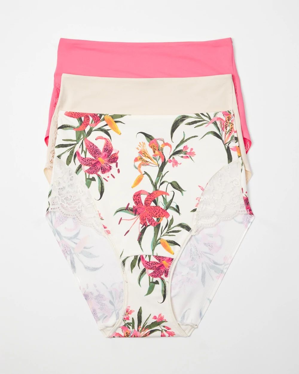 Vanishing Tummy High-Waist Brief Panty with Lace 3 Pack
