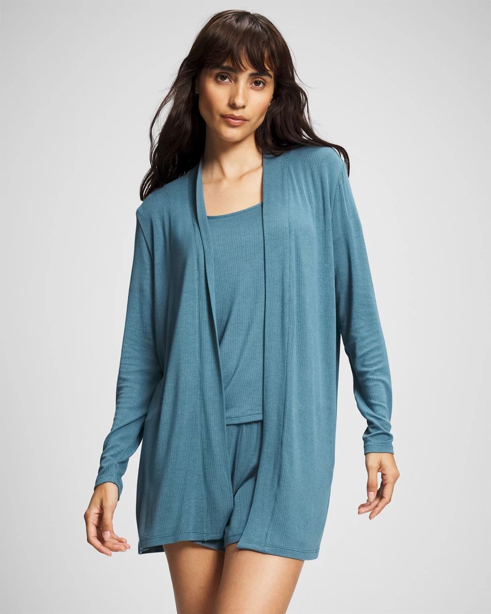 Lightweight Rib Knit Long Sleeve Wrap
