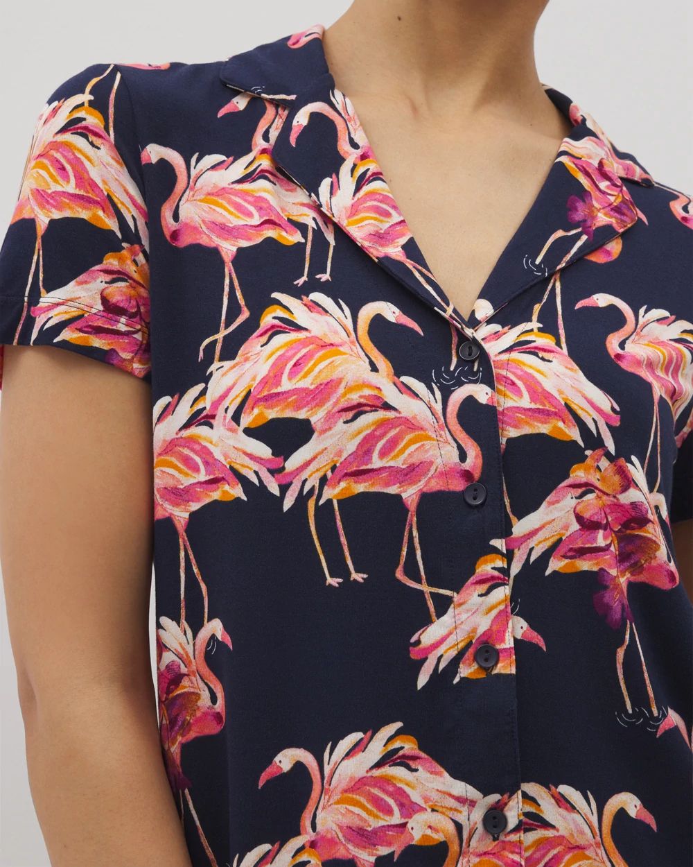 Short Sleeve Notch Collar Pajama Top click to view larger image.