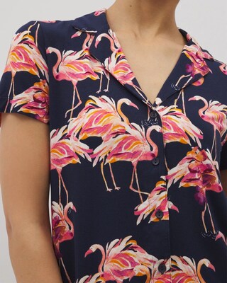 Short Sleeve Notch Collar Pajama Top click to view larger image.