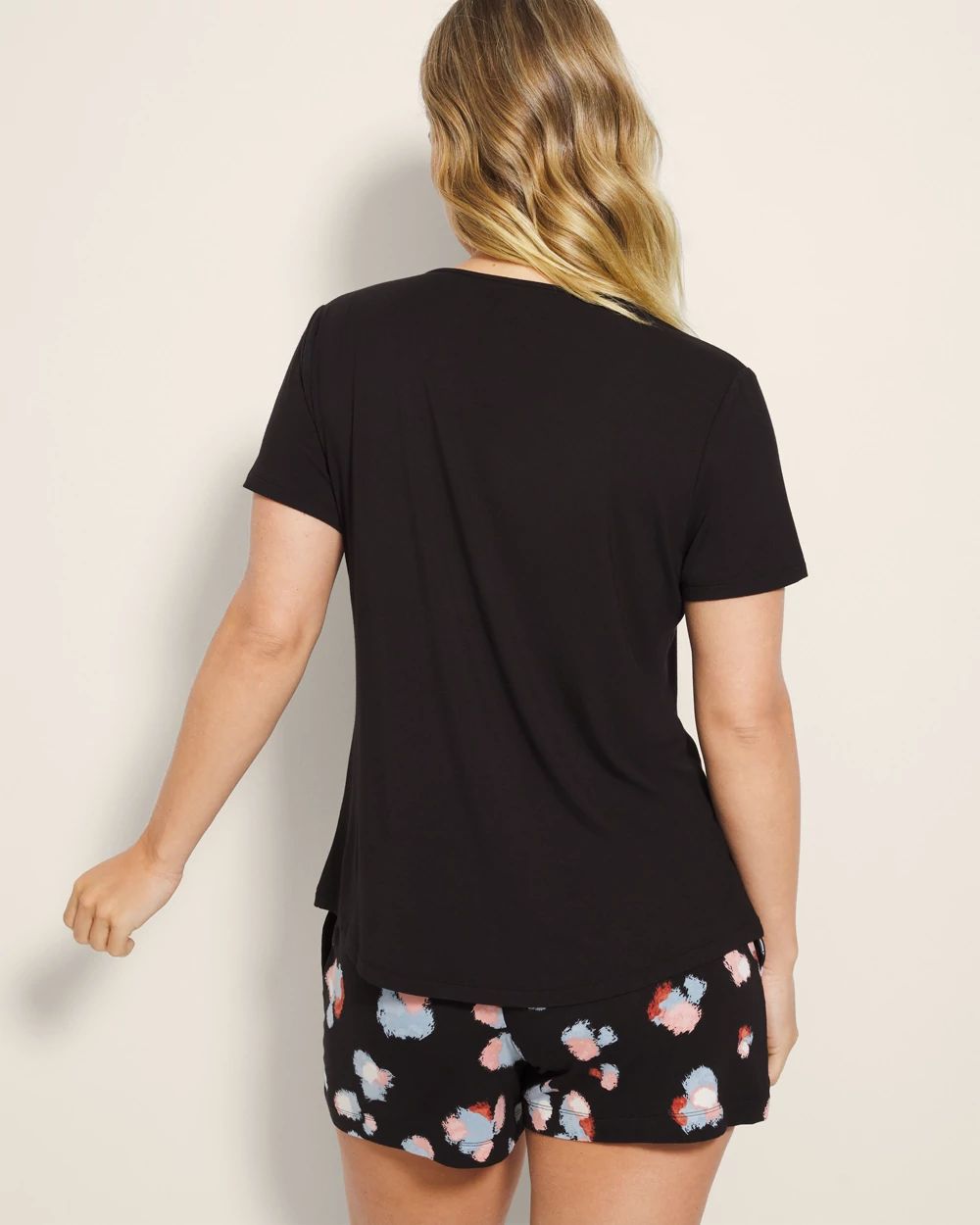 Cool Nights Short-Sleeve Top + Shorts Pajama Set