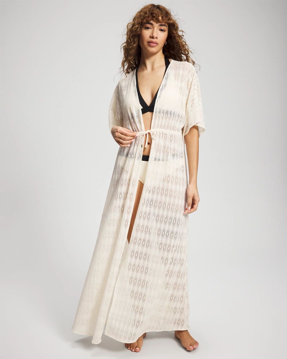 Sunkissed Crochet Open-Front Caftan