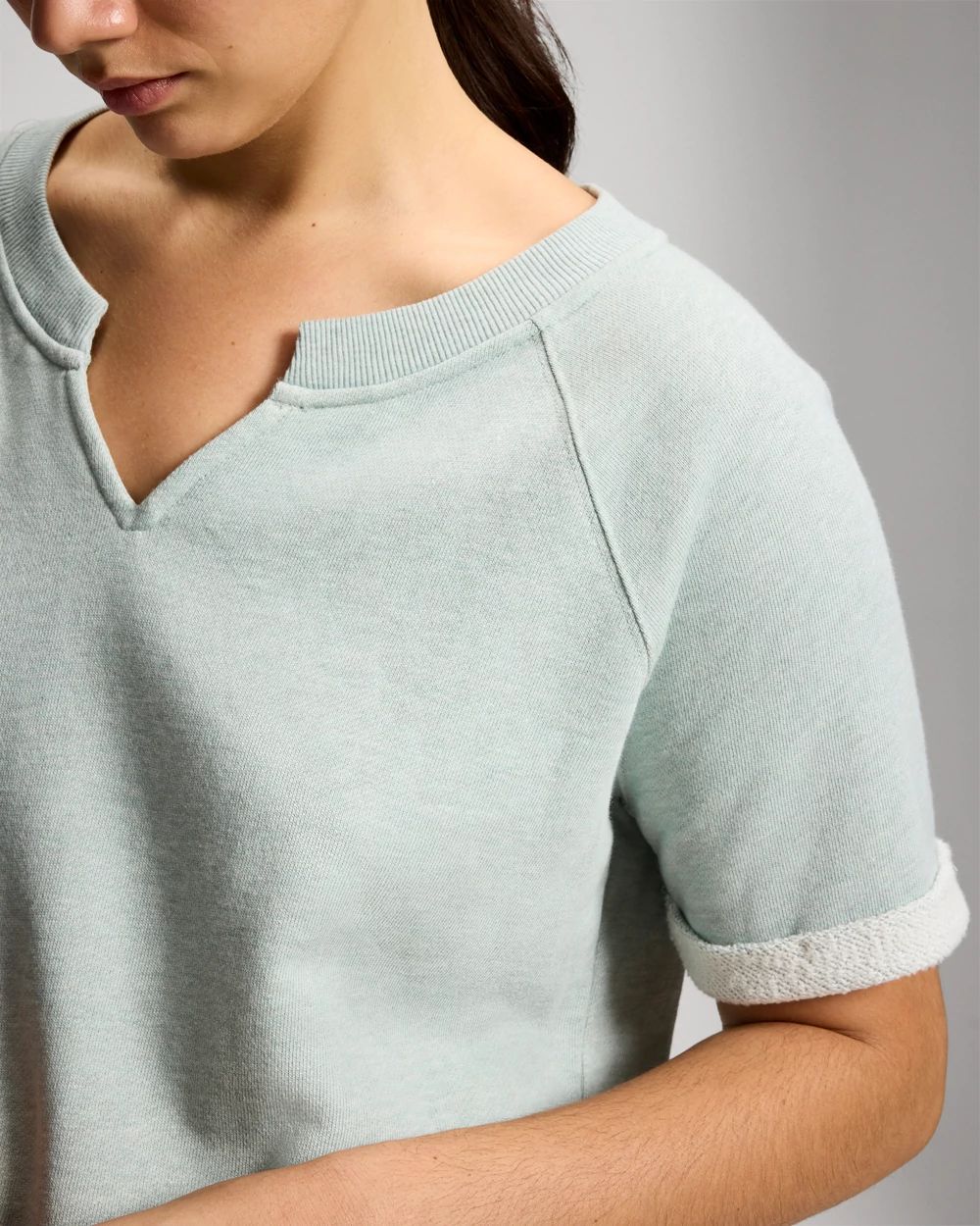 Cotton Terry Relaxed Short Sleeve Sweatshirt click to view larger image.