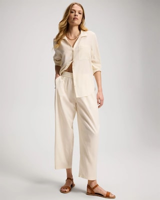 Textured Stripe Relaxed Barrel Pants click to view larger image.
