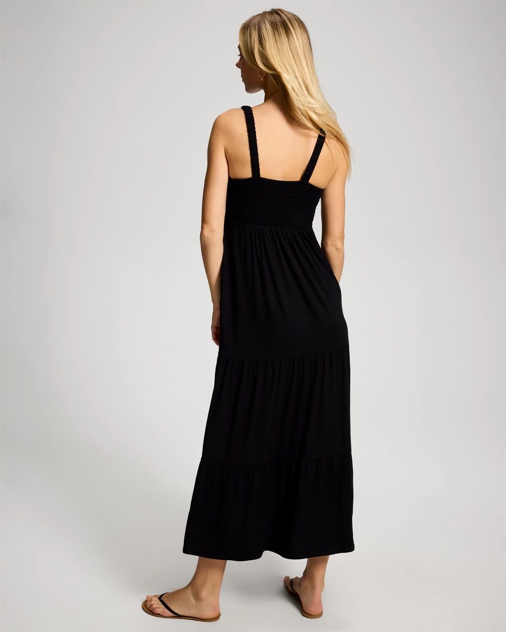 Soft Jersey Smocked Bodice Maxi Bra Dress click to view larger image.