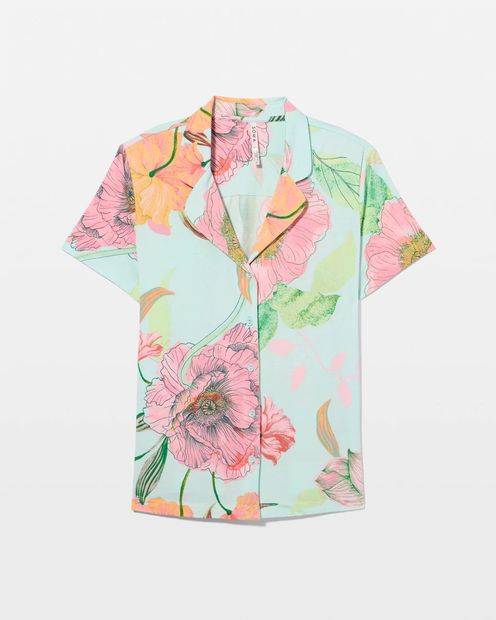Cool Nights Short Sleeve Notch Collar Pajama Top