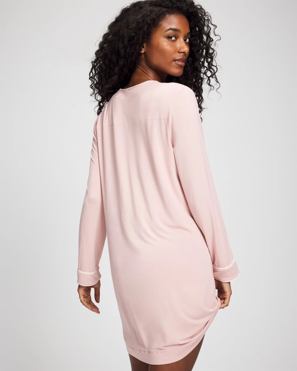 Cool Nights Piped Long-Sleeve Sleepshirt