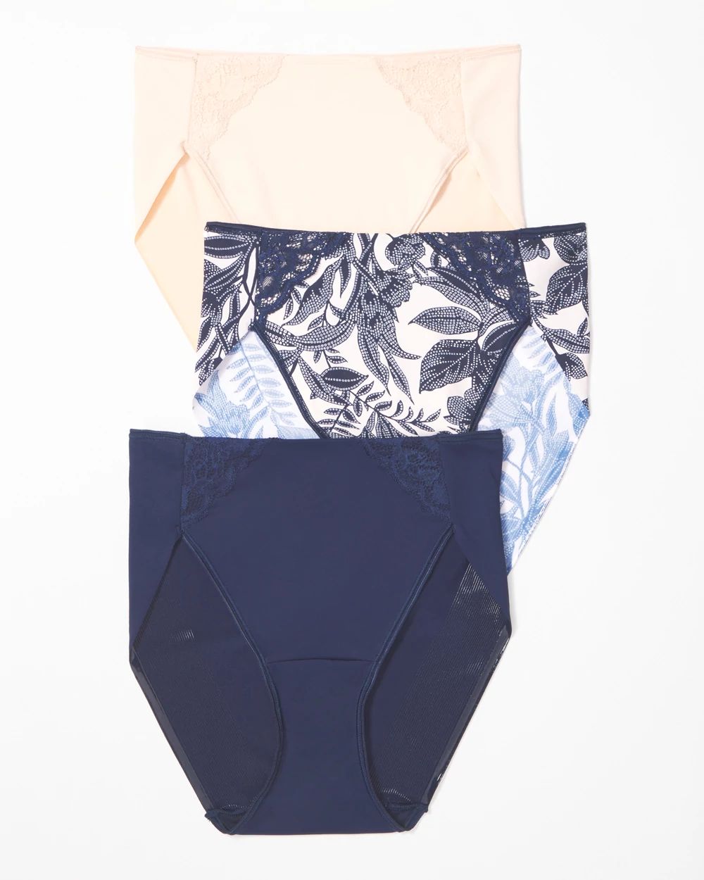 High-Leg Brief Panty with Lace 3 Pack