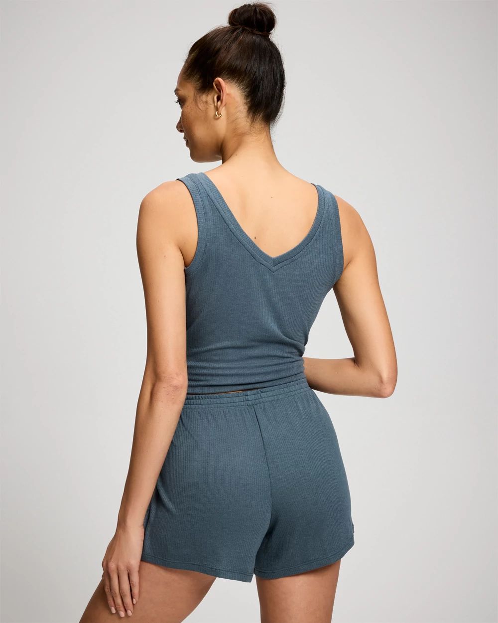 Lightweight Rib Knit Pajama Shorts click to view larger image.