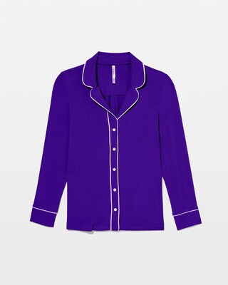 Long-Sleeve Notch Collar Pajama Top click to view larger image.