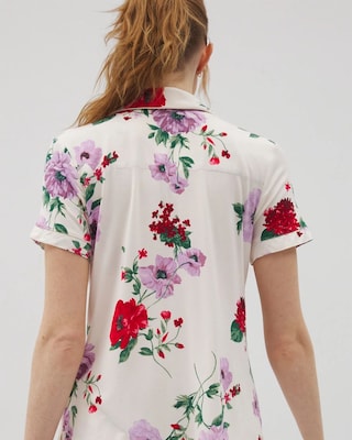 Piped Short Sleeve Notch Collar Pajama Top click to view larger image.