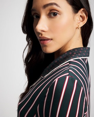 Cool Nights Long Sleeve Notch Collar with Piped Placket Pajama Top click to view larger image.