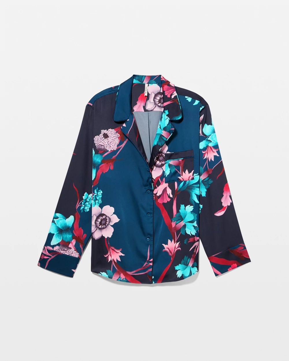 Long Sleeve Notch Collar Pajama Top click to view larger image.