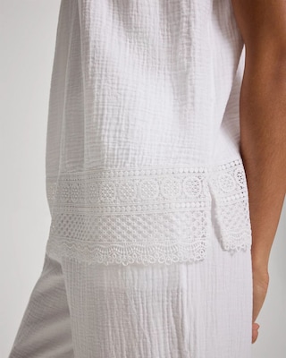 Cotton Gauze Crochet Lace Trim Relaxed Pajama Cami click to view larger image.