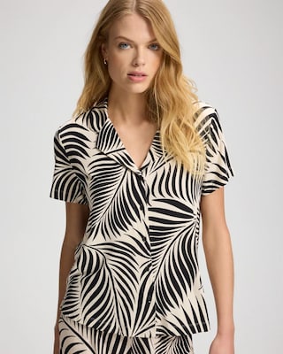 Short Sleeve Notch Collar Pajama Top