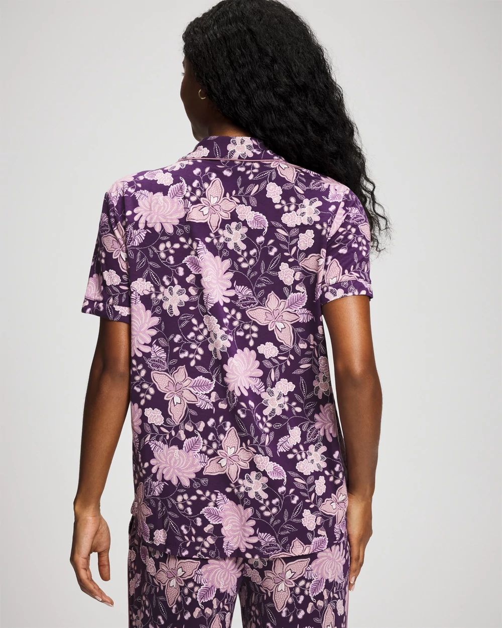 Short Sleeve Notch Collar Pajama Top click to view larger image.