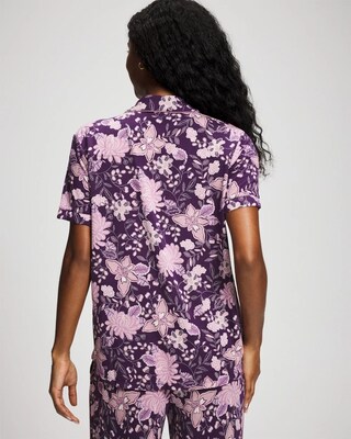 Short Sleeve Notch Collar Pajama Top click to view larger image.