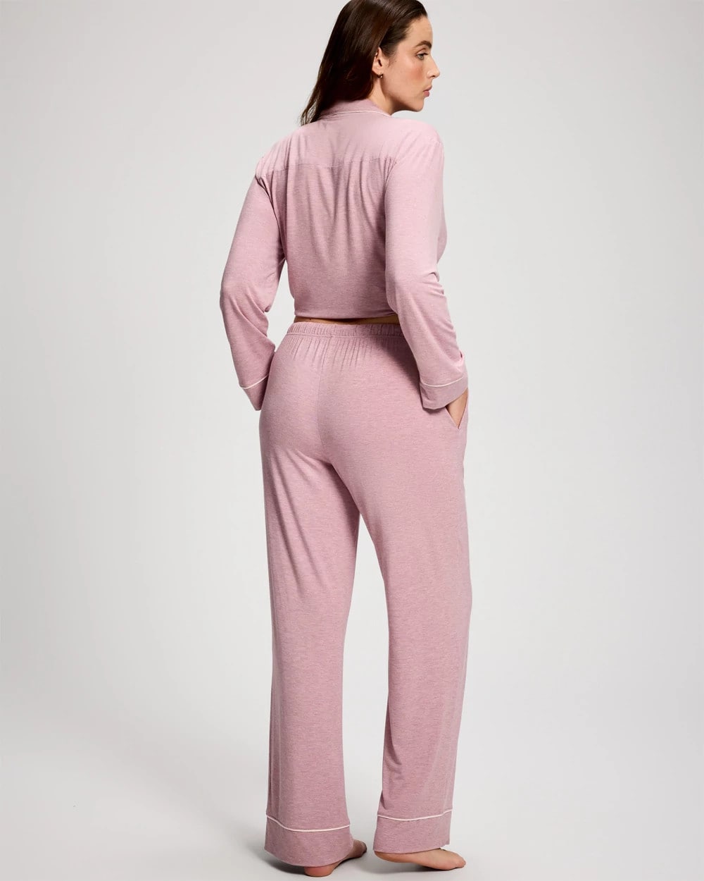 Solid Piped Pajama Pant