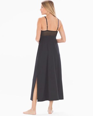 Knit Long Lace Gown Black W Red