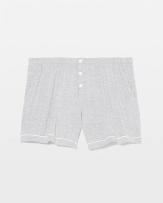 Solid Piped Pajama Shorts click to view larger image.