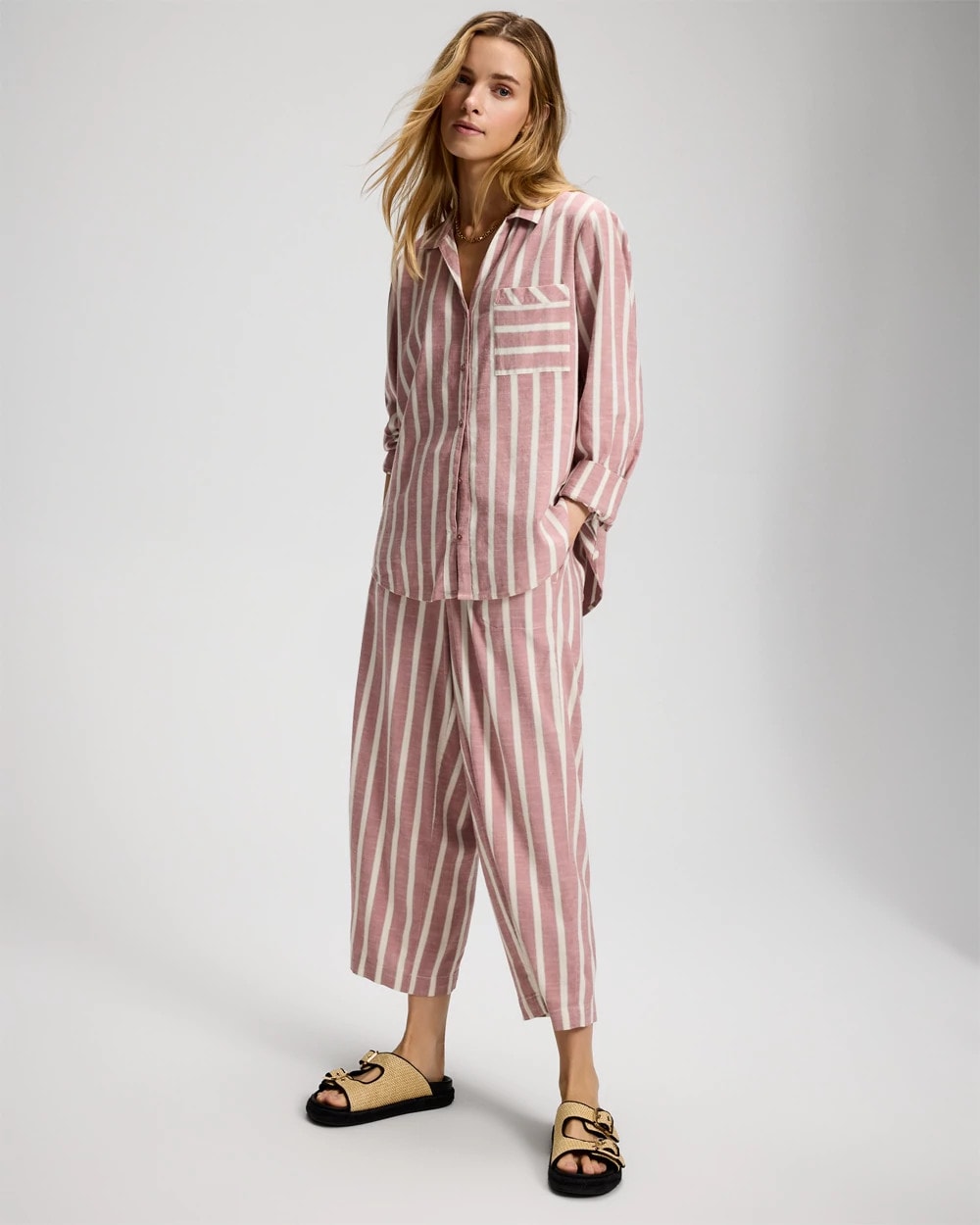 Beach Cotton Long Sleeve Button-Up