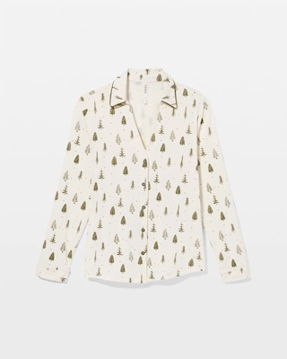 Long-Sleeve Notch Collar Pajama Top click to view larger image.