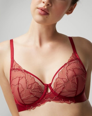Plunge Bra with Linework Metallic Embroidery