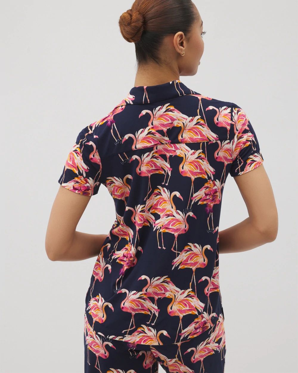 Short Sleeve Notch Collar Pajama Top click to view larger image.