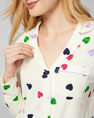 Long-Sleeve Notch Collar Pajama Top click to view larger image.