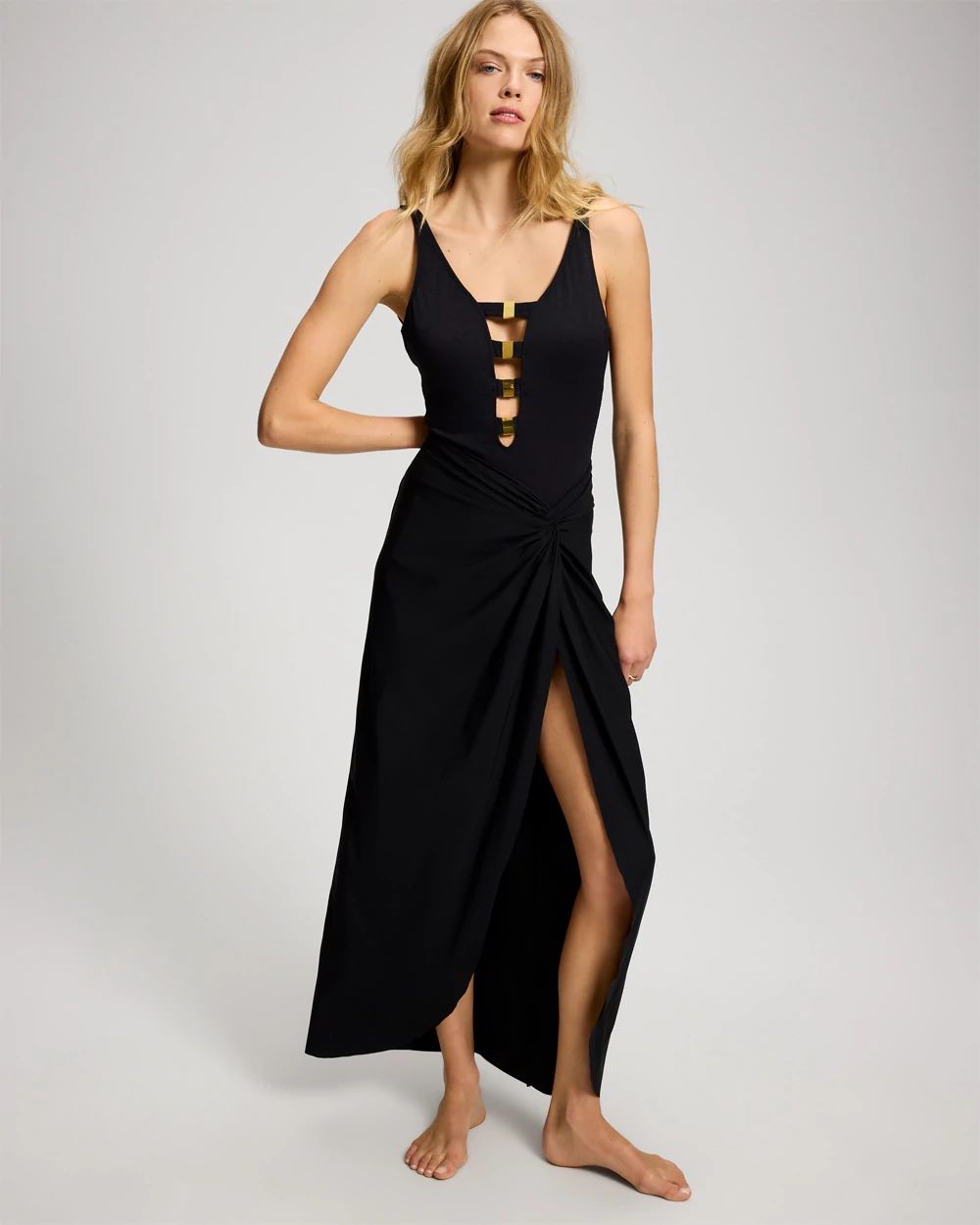 Beyond Control Solid Essentials Long Twist Skirt