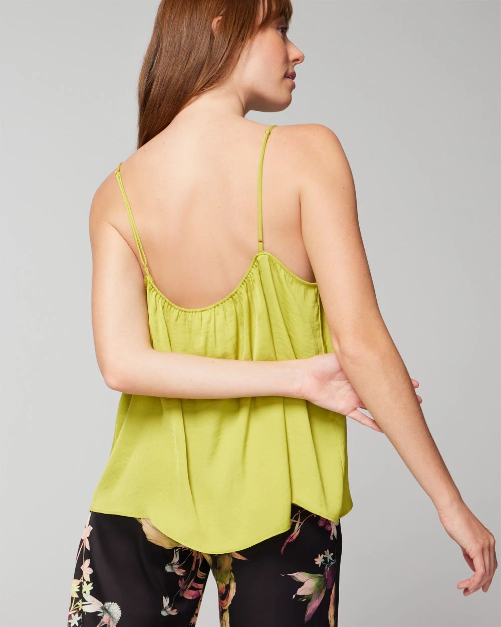 Crinkle Satin Lace-Trim Pajama Cami