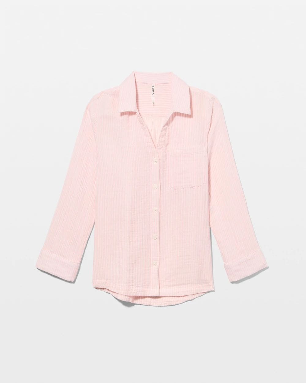 Cotton Gauze Long Sleeve Notch Collar Pajama Top