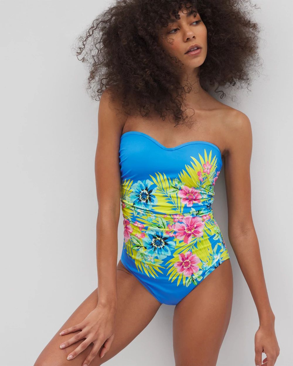 Bleu Rod Let's Get Away Shirred Bandeau One Piece Suit