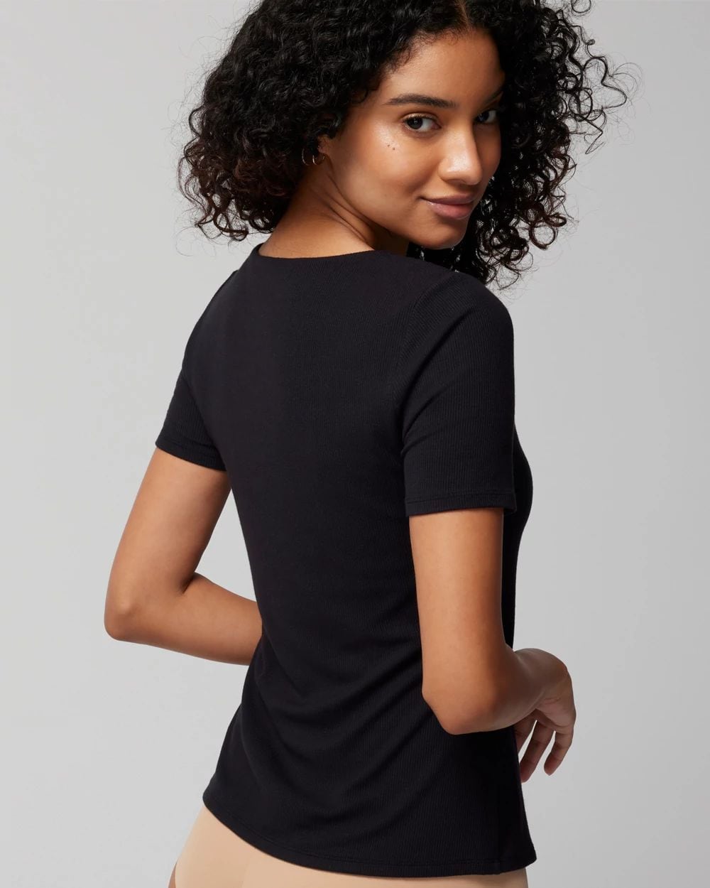 Short Sleeve Scoop-Neck Bra Top