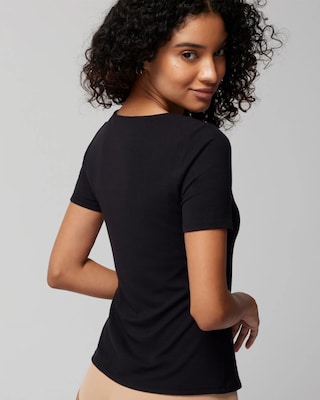 Short Sleeve Scoop-Neck Bra Top