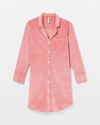 Long-Sleeve Notch Collar Sleepshirt click to view larger image.