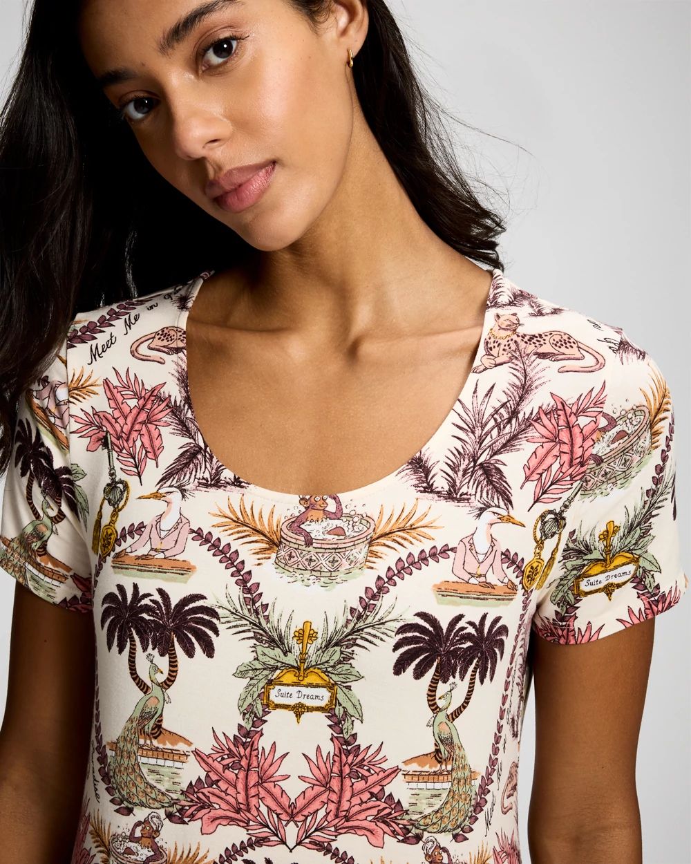 Short Sleeve Scoop Neck Sleepshirt click to view larger image.