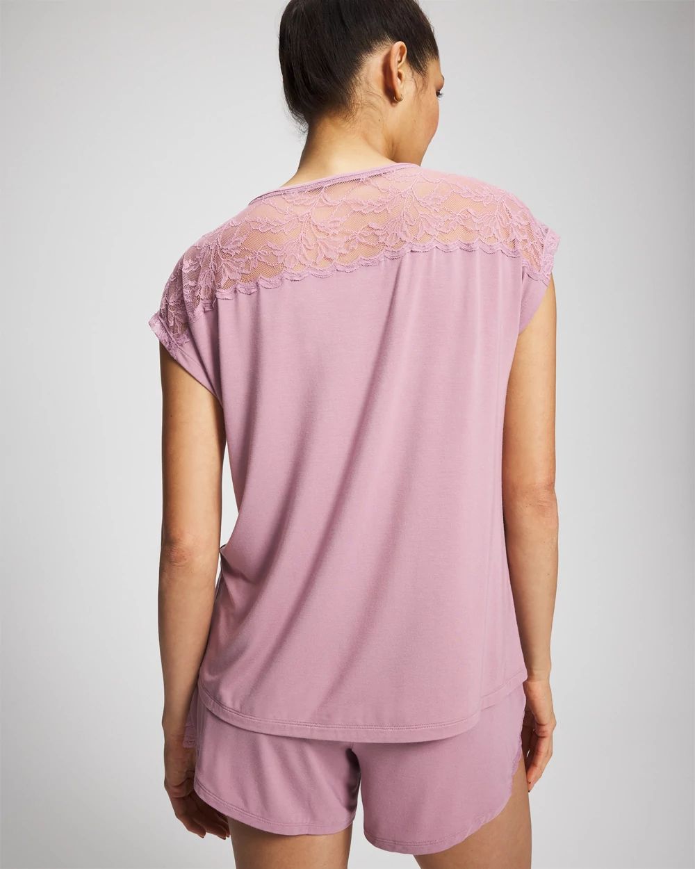 Cool Nights Short Sleeve Lace Pajama Tee