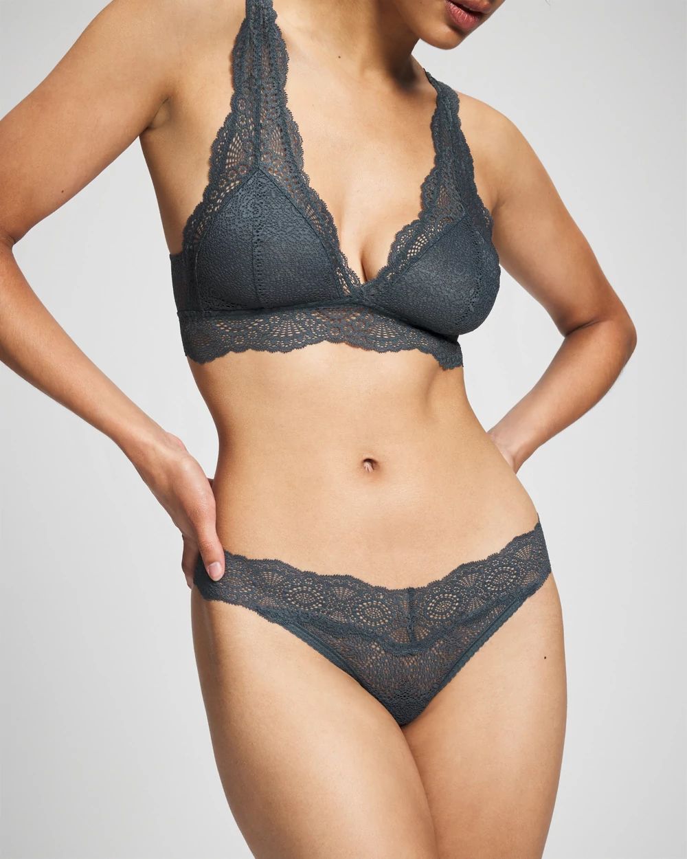 Embraceable Thong Panty with Crochet Lace