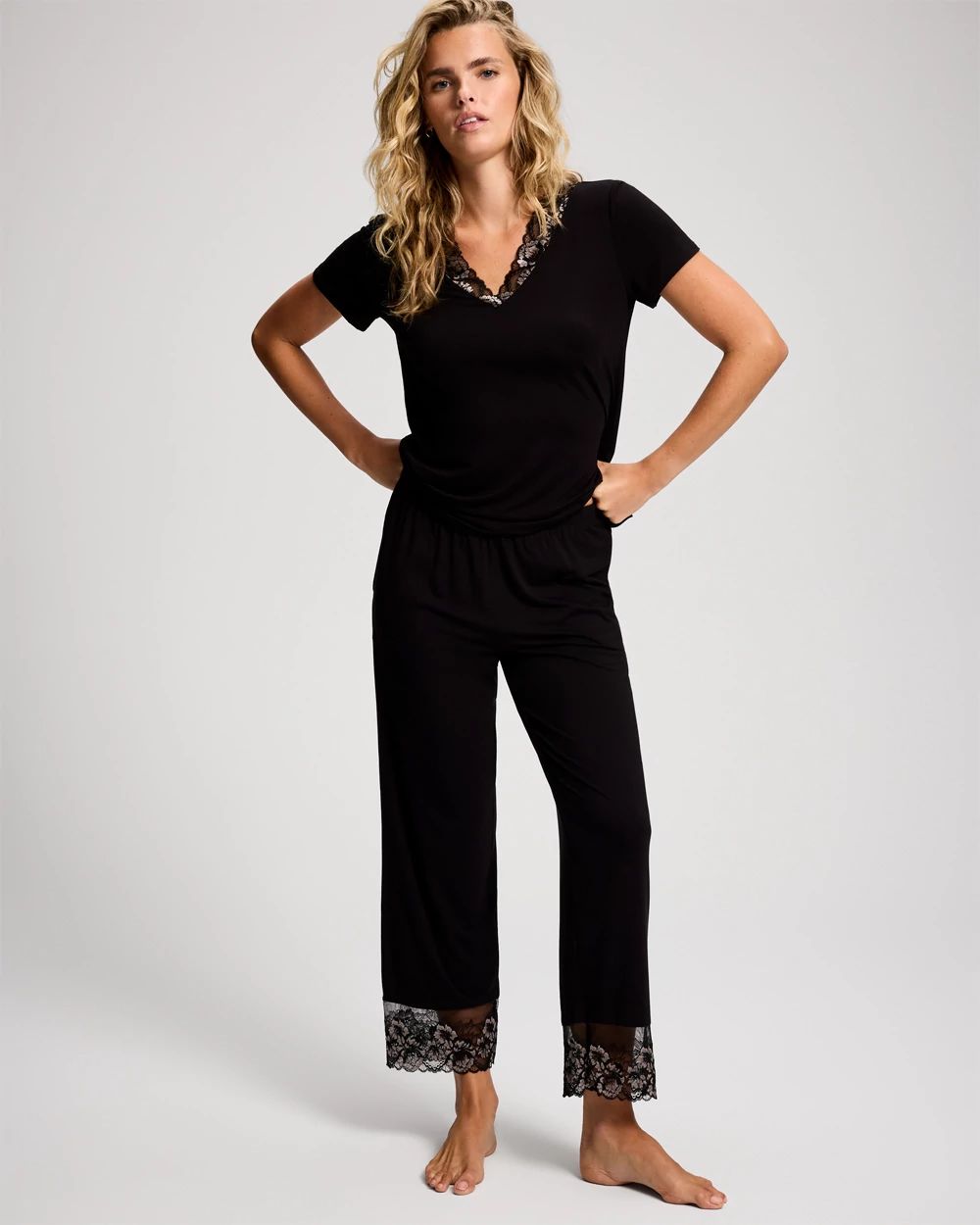 Cool Nights Romantic Lace Ankle Pajama Pants