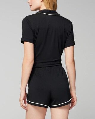 Solid Piped Pajama Shorts click to view larger image.
