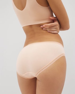 Cotton Hipster Panty with Lace Trim click to view larger image.