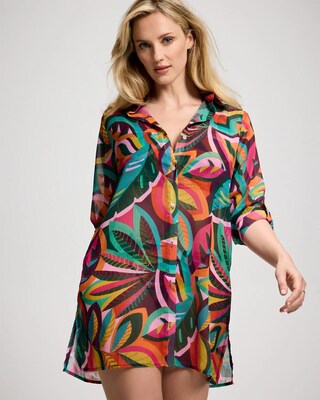 Bleu Rod Beattie Wild and Free Chiffon Cover Up Shirt