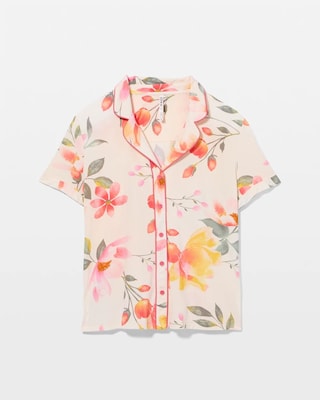 Short Sleeve Notch Collar Pajama Top click to view larger image.