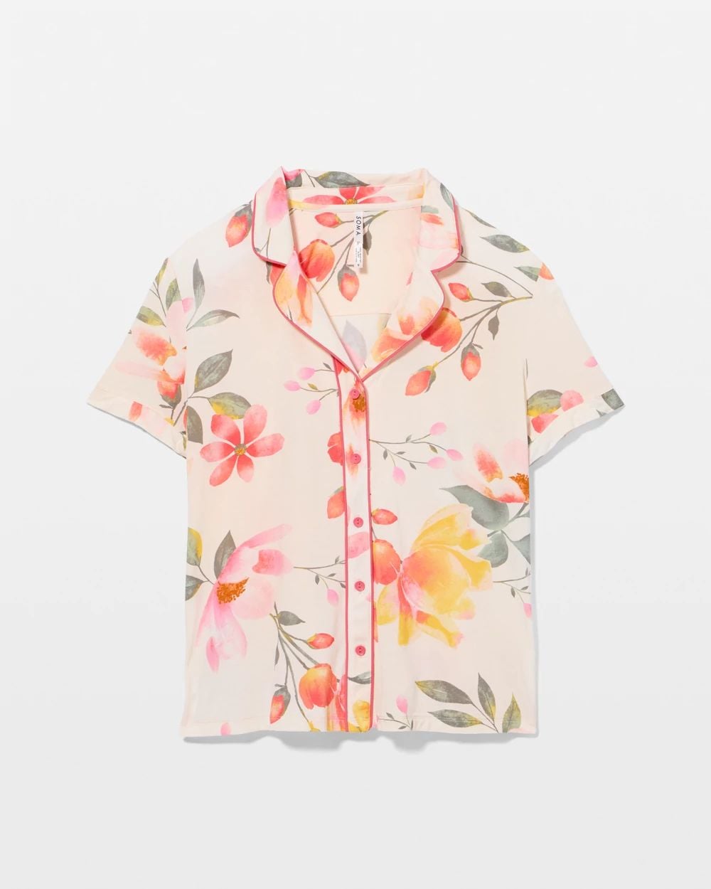 Cool Nights Short Sleeve Notch Collar Pajama Top