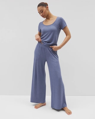 Lightweight Rib Knit Wide Leg Pajama Pants